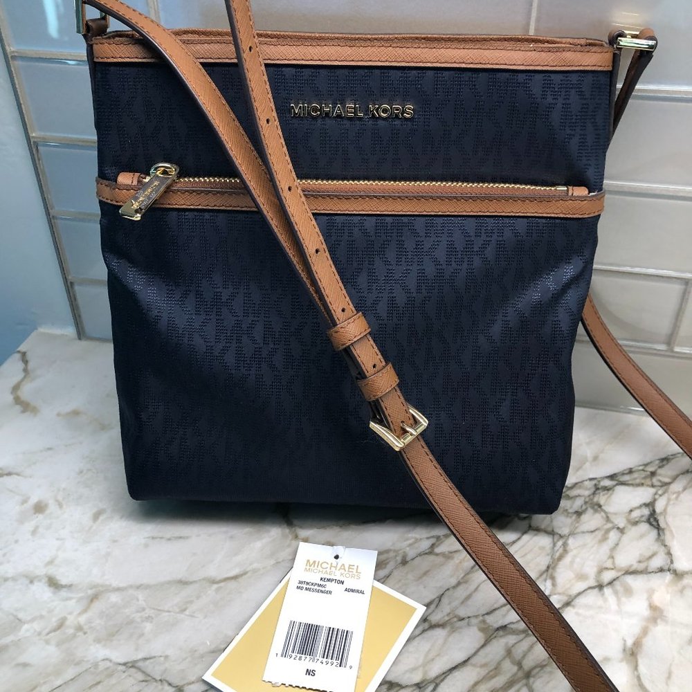 Michael Kors Navy Blue Nylon Crossbody Bag